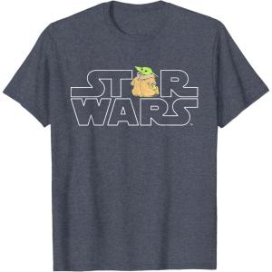 imageStar Wars Logo and The Child from The Mandalorian TShirtHeather Blue