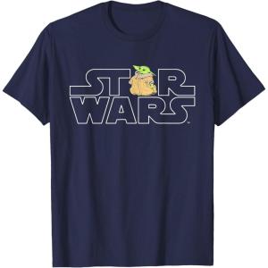imageStar Wars Logo and The Child from The Mandalorian TShirtNavy Blue
