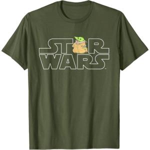 imageStar Wars Logo and The Child from The Mandalorian TShirtOlive Green