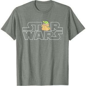 imageStar Wars Logo and The Child from The Mandalorian TShirtOlive Heather