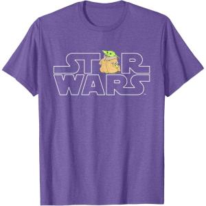imageStar Wars Logo and The Child from The Mandalorian TShirtPurple Heather