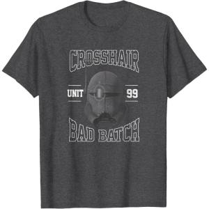 imageStar Wars The Bad Batch Crosshair Unit 99 Big Face TShirtDark Heather Grey