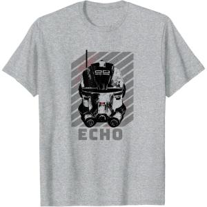 imageStar Wars The Bad Batch Echo Big Face TShirtHeather Grey