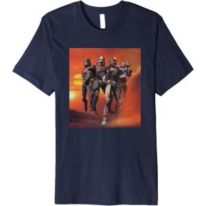 imageStar Wars The Bad Batch Hunter Wrecker Tech Crosshair Sunset Premium TShirtNavy Blue
