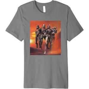 imageStar Wars The Bad Batch Hunter Wrecker Tech Crosshair Sunset Premium TShirtSlate Grey