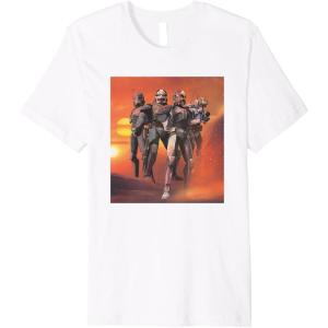 imageStar Wars The Bad Batch Hunter Wrecker Tech Crosshair Sunset Premium TShirtWhite
