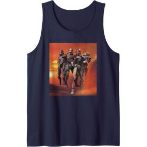 imageStar Wars The Bad Batch Hunter Wrecker Tech Crosshair Sunset Tank TopNavy Blue