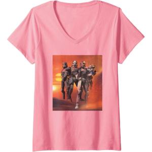 imageStar Wars The Bad Batch Hunter Wrecker Tech Crosshair Sunset VNeck TShirtPink