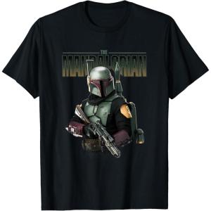 imageStar Wars The Mandalorian Boba Fett Logo Portrait R15 TShirtBlack