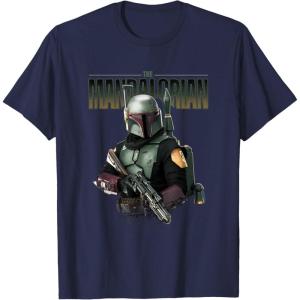 imageStar Wars The Mandalorian Boba Fett Logo Portrait R15 TShirtNavy Blue