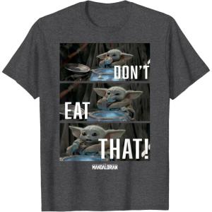 imageStar Wars The Mandalorian The Child Dont Eat That R2 TShirtDark Heather Grey