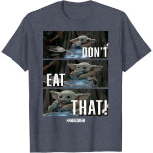 imageStar Wars The Mandalorian The Child Dont Eat That R2 TShirtHeather Blue