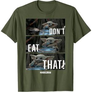 imageStar Wars The Mandalorian The Child Dont Eat That R2 TShirtOlive Green