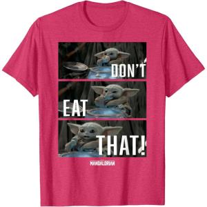 imageStar Wars The Mandalorian The Child Dont Eat That R2 TShirtRed Heather