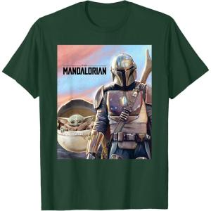 imageStar Wars The Mandalorian The Child Painting TShirtDark Green