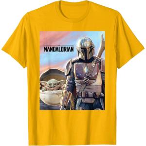 imageStar Wars The Mandalorian The Child Painting TShirtGolden Yellow