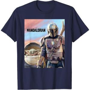 imageStar Wars The Mandalorian The Child Painting TShirtNavy Blue