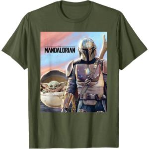 imageStar Wars The Mandalorian The Child Painting TShirtOlive Green