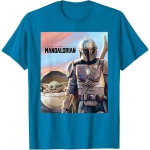 imageStar Wars The Mandalorian The Child Painting TShirtSapphire Blue