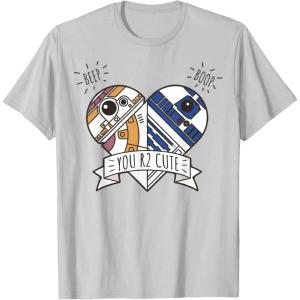 imageStar Wars Valentines Day You R2 Cute Heart Droids Logo TShirtSilver Grey
