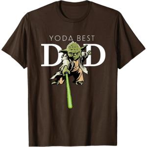 imageStar Wars Yoda Lightsaber Best Dad Fathers Day TShirtBrown