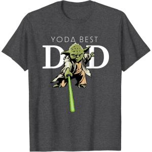 imageStar Wars Yoda Lightsaber Best Dad Fathers Day TShirtDark Heather Grey