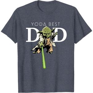 imageStar Wars Yoda Lightsaber Best Dad Fathers Day TShirtHeather Blue
