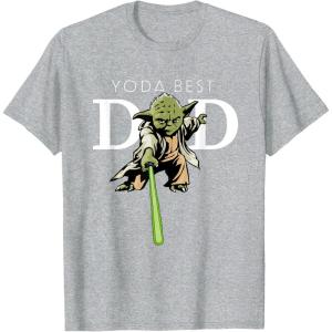 imageStar Wars Yoda Lightsaber Best Dad Fathers Day TShirtHeather Grey