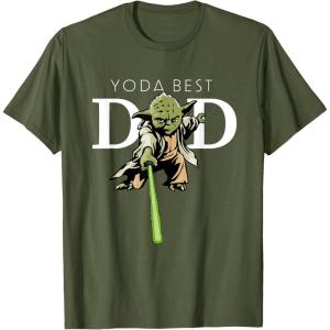 imageStar Wars Yoda Lightsaber Best Dad Fathers Day TShirtOlive Green