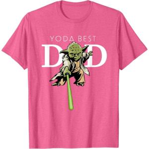 imageStar Wars Yoda Lightsaber Best Dad Fathers Day TShirtPink Heather