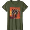 imageStar Wars The Bad Batch Hunter Wrecker Tech Crosshair Sunset TShirtOlive Green