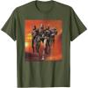 imageStar Wars The Bad Batch Hunter Wrecker Tech Crosshair Sunset TShirtOlive Green
