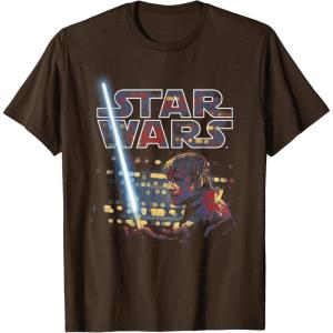 imageStar Wars Luke Skywalker Battle Scene Portrait Logo TShirtBrown