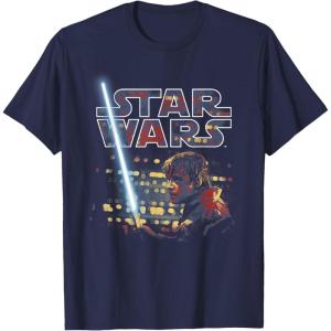 imageStar Wars Luke Skywalker Battle Scene Portrait Logo TShirtNavy Blue