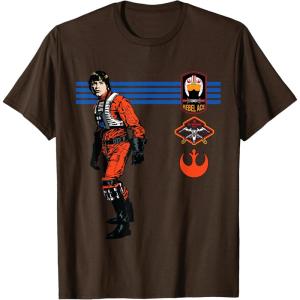 imageStar Wars Luke Skywalker XWing Rebel Pilot Retro TShirtBrown