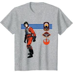 imageStar Wars Luke Skywalker XWing Rebel Pilot Retro TShirtHeather Grey