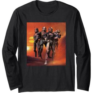 imageStar Wars The Bad Batch Hunter Wrecker Tech Crosshair Sunset Long Sleeve TShirtBlack