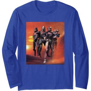 imageStar Wars The Bad Batch Hunter Wrecker Tech Crosshair Sunset Long Sleeve TShirtRoyal Blue