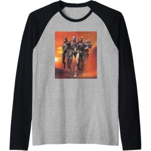 imageStar Wars The Bad Batch Hunter Wrecker Tech Crosshair Sunset Raglan Baseball TeeBlackAthletic Heather