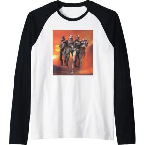 imageStar Wars The Bad Batch Hunter Wrecker Tech Crosshair Sunset Raglan Baseball TeeBlackWhite
