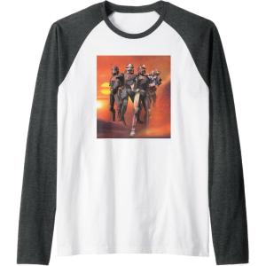 imageStar Wars The Bad Batch Hunter Wrecker Tech Crosshair Sunset Raglan Baseball TeeDark Heather GreyWhite