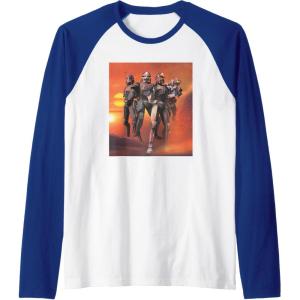 imageStar Wars The Bad Batch Hunter Wrecker Tech Crosshair Sunset Raglan Baseball TeeRoyal BlueWhite