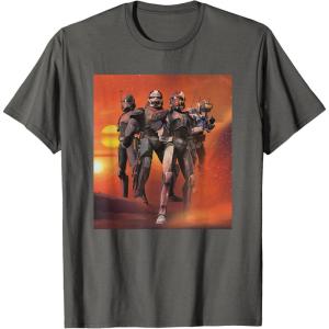 imageStar Wars The Bad Batch Hunter Wrecker Tech Crosshair Sunset TShirtAsphalt Grey