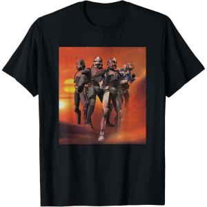 imageStar Wars The Bad Batch Hunter Wrecker Tech Crosshair Sunset TShirtBlack