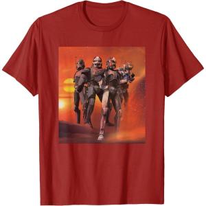 imageStar Wars The Bad Batch Hunter Wrecker Tech Crosshair Sunset TShirtCranberry Red