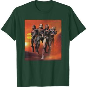 imageStar Wars The Bad Batch Hunter Wrecker Tech Crosshair Sunset TShirtDark Green