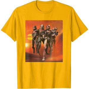 imageStar Wars The Bad Batch Hunter Wrecker Tech Crosshair Sunset TShirtGolden Yellow