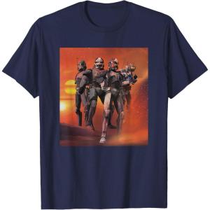 imageStar Wars The Bad Batch Hunter Wrecker Tech Crosshair Sunset TShirtNavy Blue