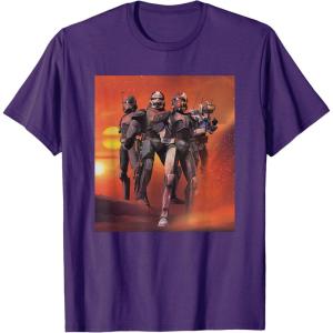 imageStar Wars The Bad Batch Hunter Wrecker Tech Crosshair Sunset TShirtPurple