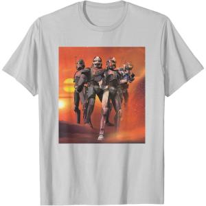 imageStar Wars The Bad Batch Hunter Wrecker Tech Crosshair Sunset TShirtSilver Grey